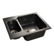 GRANFEST Мойка мрамор STANDART GF- S615K (F-09) 2-х чашевая, 615*500мм (Чёрная)
