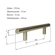 RR.0012.160.ST Ручка, рейлинг 12, мц 160мм, сталь