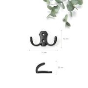 HK.002.BL Крючок, серия 002, двухрожковый, мат чёрный