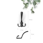 HK.003.BL Крючок, серия 003, трёхрожковый, мат чёрный